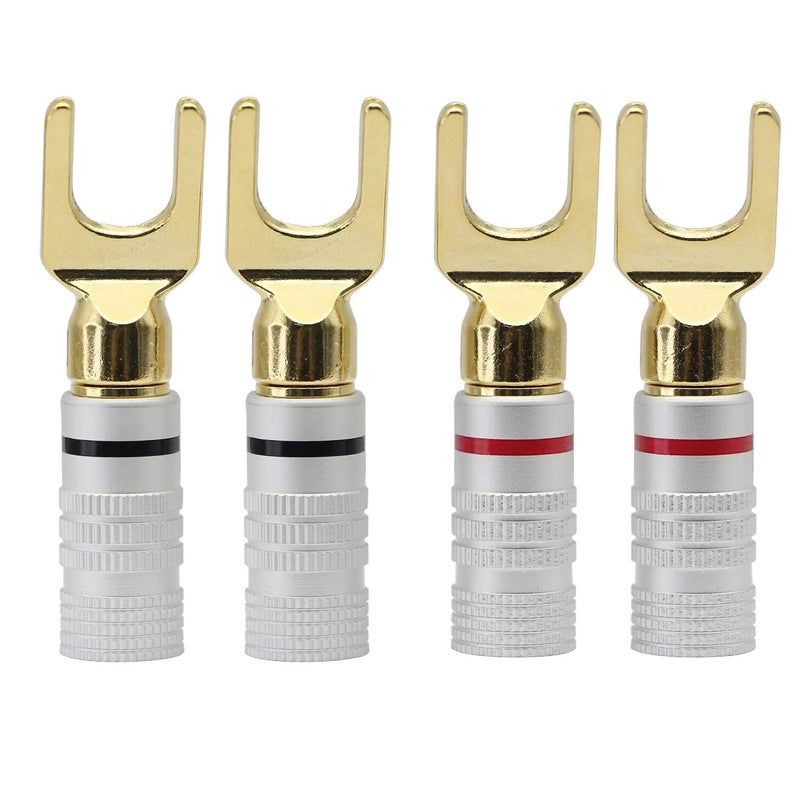 XMSJSIY Y Spade Connector - 45 Degree Fork Plug for Speaker Wire, Audio Jack Pure Copper Screw Locking - 4pcs - Image 1